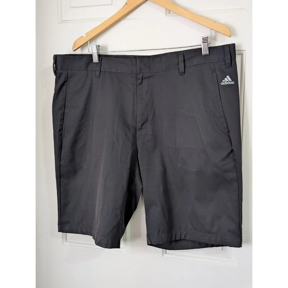 Adidas Golf Chino Shorts Mens 38 Black Stretch Lightweight Logo Athleisure